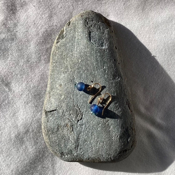 Blue Frosted glass Necklace and Earrings Handmade - Picture 4 of 4